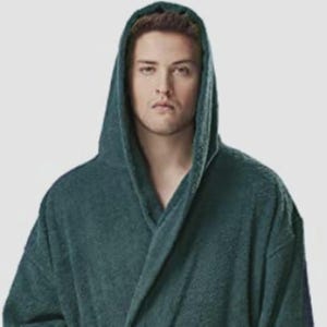 Men's Turkish Cotton Terry Hooded Full Length Long Bathrobe