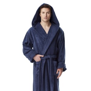 Men's Long Hooded Full Length Luxury Thick Turkish Cotton Bathrobe