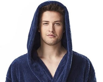 Men's Long Hooded Fleece Floor Length Full Ankle Long Turkish Bathrobe