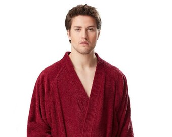 Men's Turkish Cotton Terry Short Kimono Style Bathrobe