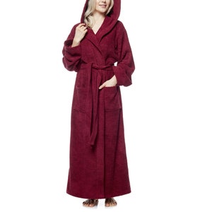 Women's Long Hooded Ankle Length Turkish Cotton Terry Bathrobe - Etsy