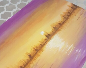 Home Decor, Flat Sunset Acrylic Painting