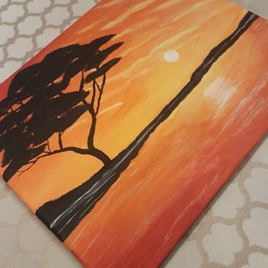 Home Decor, African Sunset Acrylic Painting
