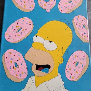Homer e le sue ciambelle, dipinto acrilico