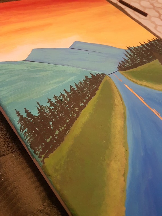 Home Decor, Road Trip Through the Mountains Acrylic Painting - Etsy