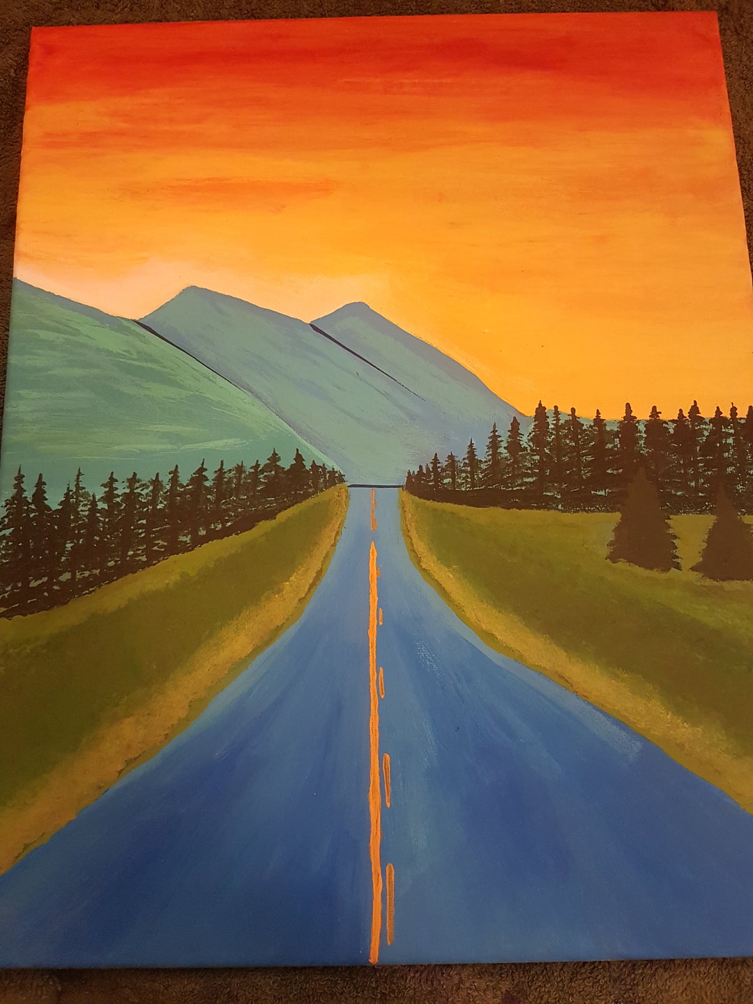 Home Decor, Road Trip Through the Mountains Acrylic Painting - Etsy