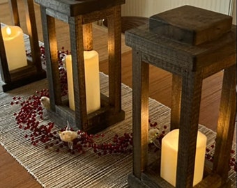 6 Bulk Wooden Lanterns Wedding, Centerpiece, 8 - 13 inch Tall, Barn Farmhouse, Decor, Wedding Reception, Candle, Latern