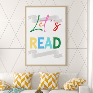 Let's Read Printable, Reading Nook Decor, Classroom Printable, Homeschool Print, Educational Poster, Playroom Printable, TASH