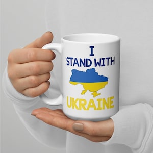 Caneca ucraniana para mostrar que você está com a Ucrânia, apoie a Ucrânia adicionando sua voz para parar o movimento de guerra, caneca anti-russa