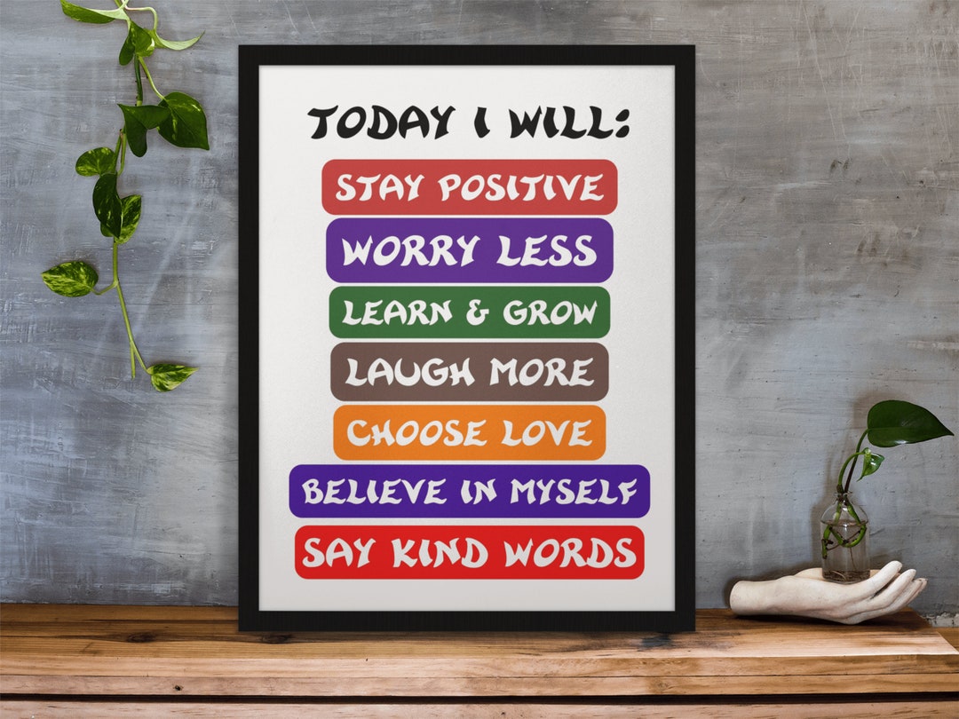 Kids Positive Affirmation Art Print: Today I Will (digital Download) - Etsy
