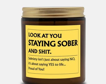 Sober Milestone Gift, Amber Jar Candle, 9oz Coconut Soy Wax