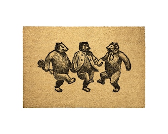 Funny Dancing Bears Coir Doormat: Whimsical Porch Decor