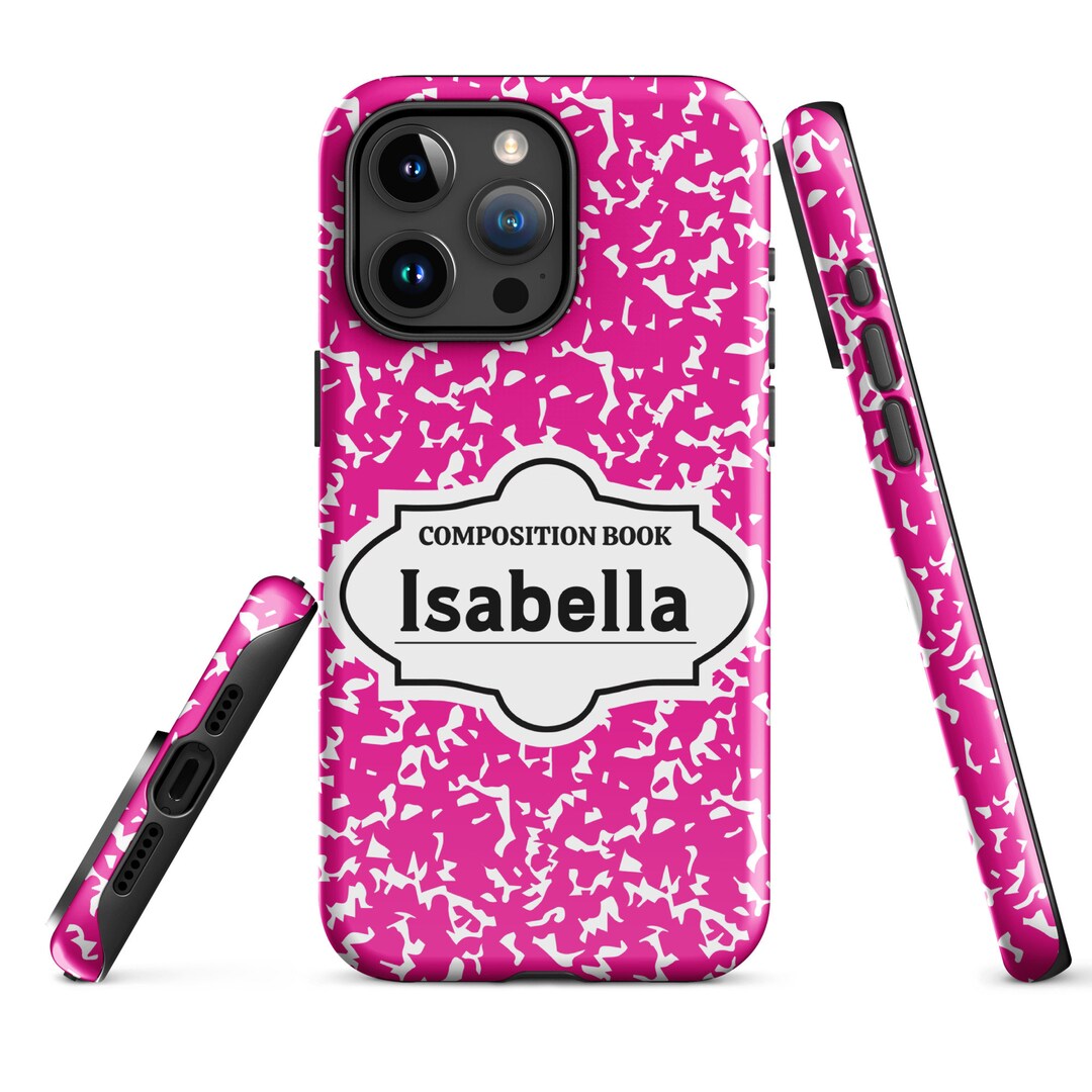 Custom Name Pink and White Composition Notebook iPhone Case for Girls ...