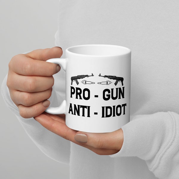 Taza de café divertida para entusiastas de las armas, taza de segunda enmienda Pro Gun Anti Idiot