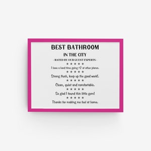 Funny Bathroom Review Sign Wall Decor, Printable Toilet Review by ...