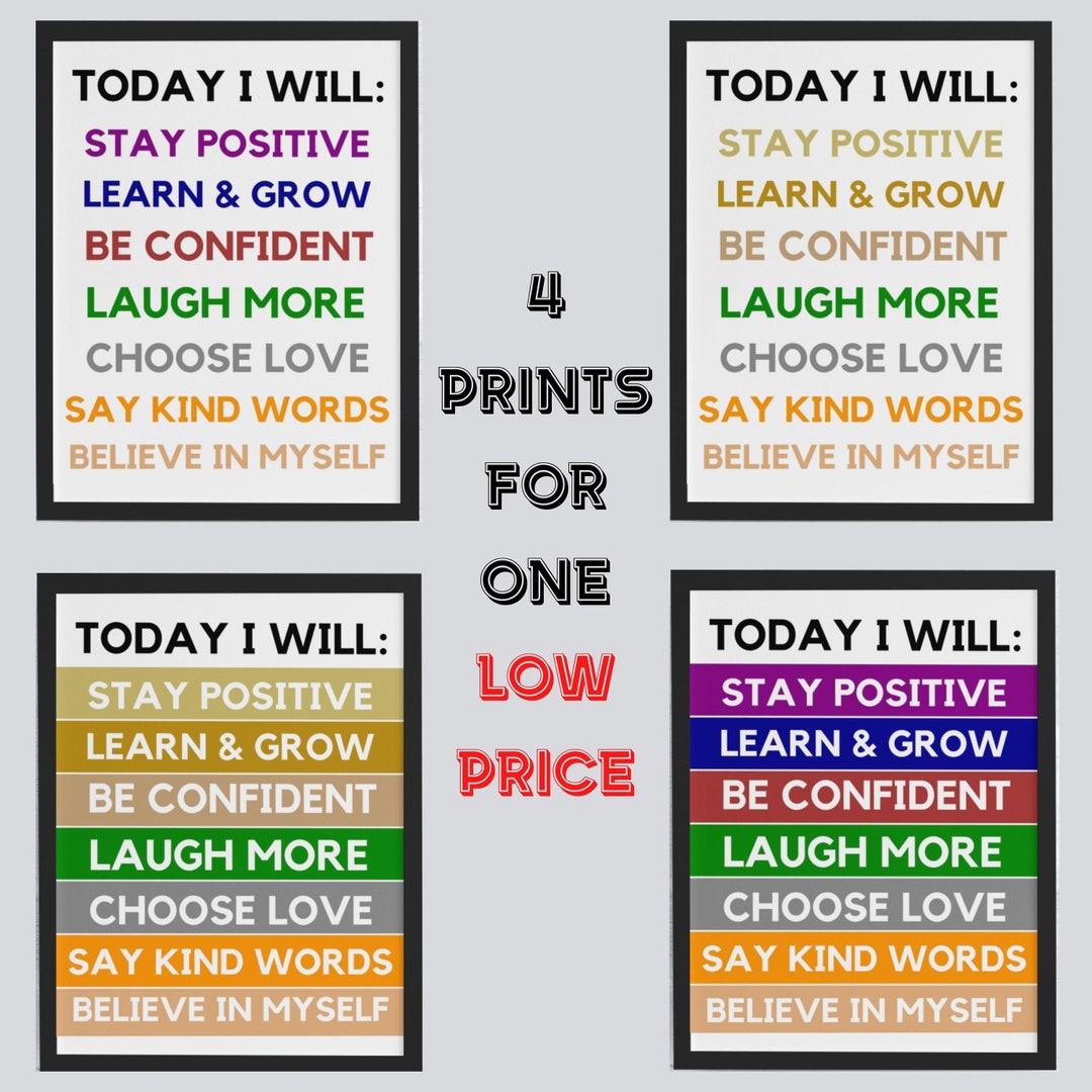Kids Printable Art: Today I Will Positive Quote Print - Etsy