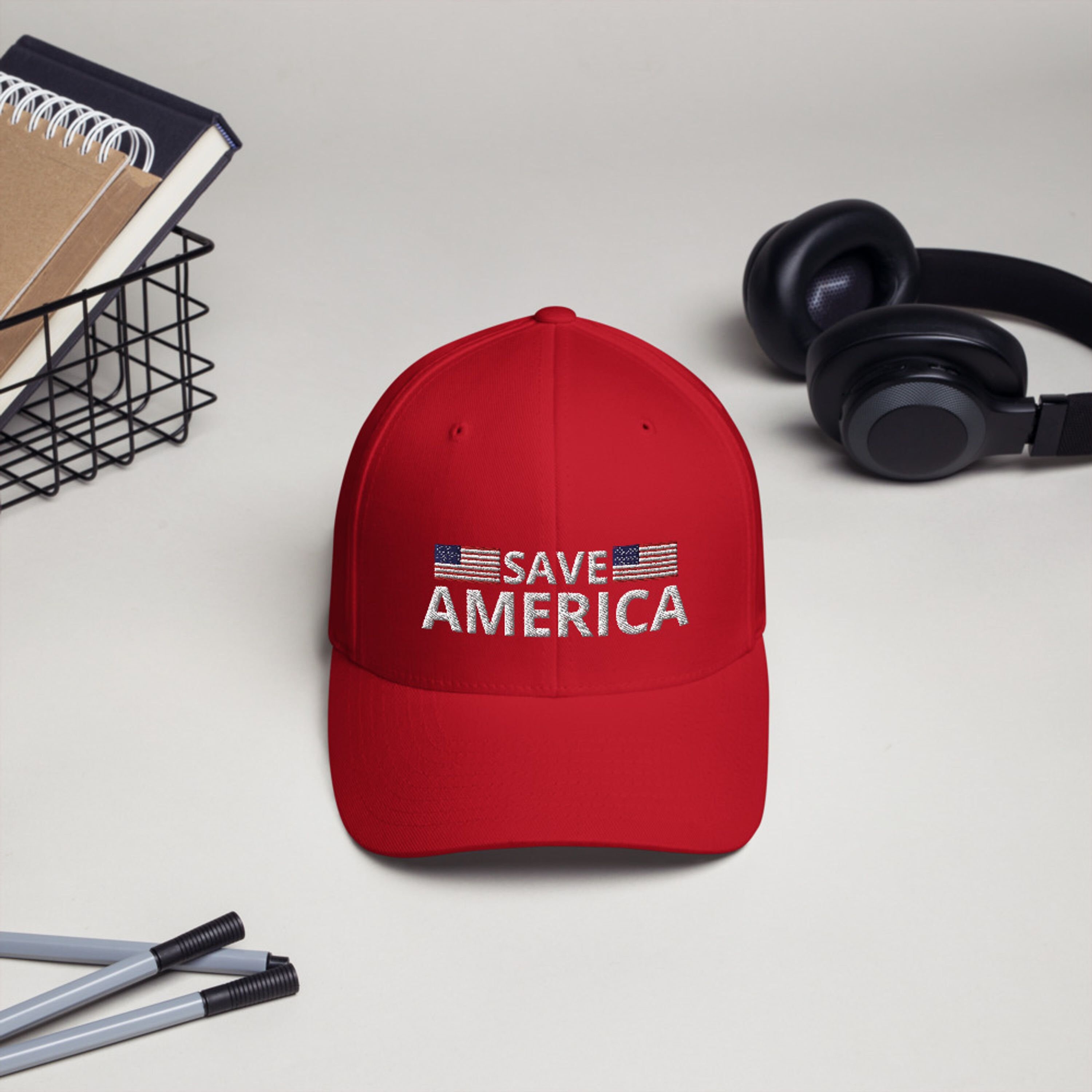 thumbnail image 2 of Trump 2024 'Save America Again' Red MAGA Embroidered Cap With USA Flag – Trade Winds, Adjustable Strapback 2 of 6