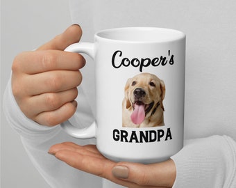 Personalized Dog Grandpa Coffee Mug: Custom Pet Portrait Gift