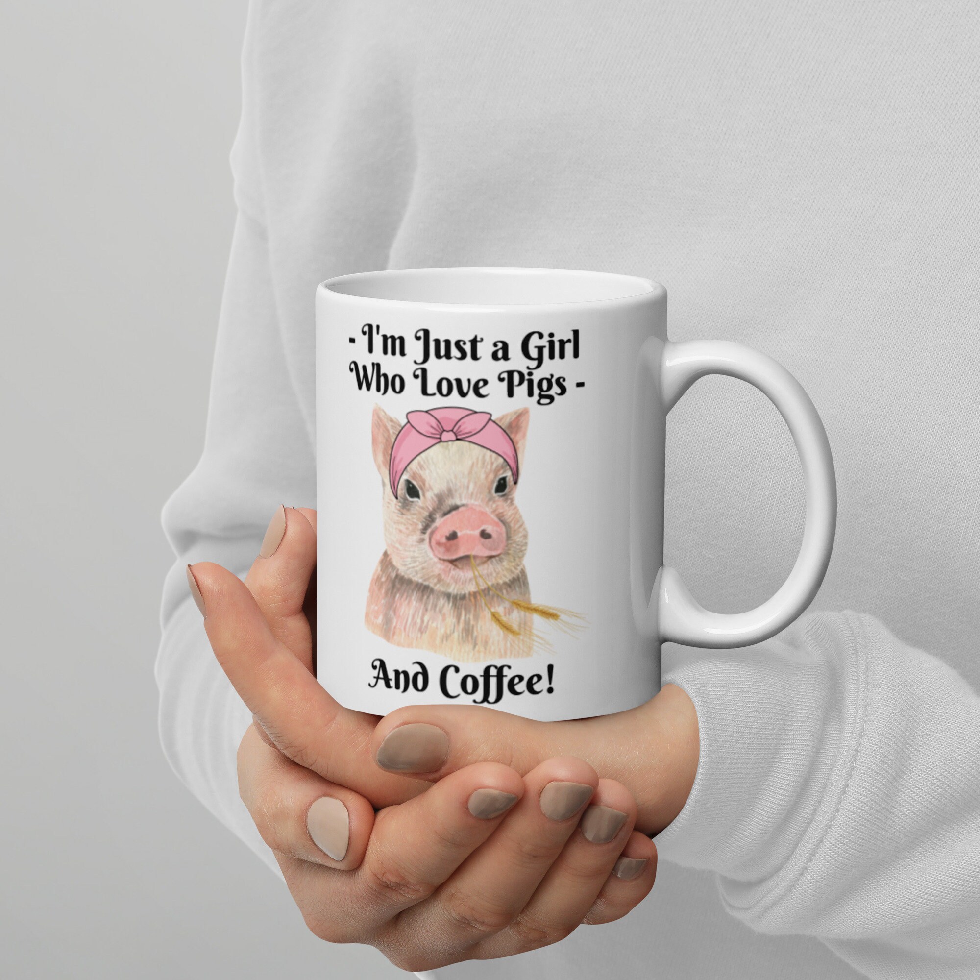 VanEnjoy Cute Pig Ceramic Coffee Mug With Spoon - 15 Oz Funny Animal Novelty Cup For Coffee & Tea