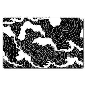 Retrowave Black White Topographic Desk Mat, Desk Pad, Large Gaming Mousepad, Large Gaming Deskmat, 10x16 12x18 14x24 18x36, Desk Accessories