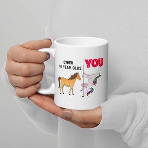 Divertido regalo de cumpleaños número 40, taza de unicornio de 40 cumpleaños