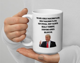 Regalo divertido de la taza de café de Trump para el jugador de Mahjong, regalo de la taza de té del amante de Mahjong