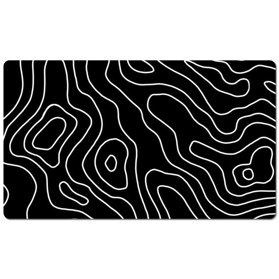 Grand tapis de souris topographique Topographique XXL pour jeux vidéo 88,9  x 40 x 0,3 cm (carte topographique – Noir)