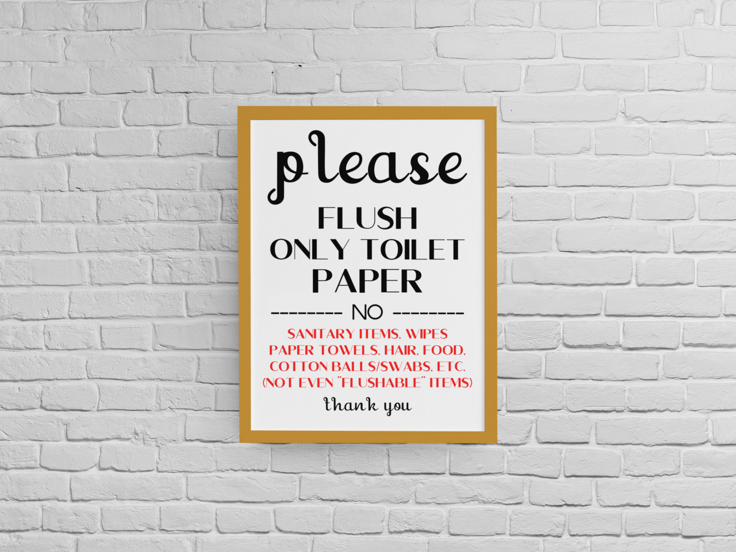 Printable Airbnb Bathroom Wall Sign to Remind Guest of Items Not to