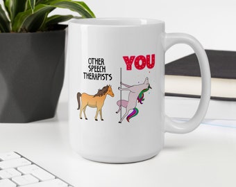 Taza divertida de logopeda: Regalo de unicornio para terapeuta del habla