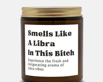 Funny Libra Birthday Gift Candle, BFF Zodiac Star Sign Present
