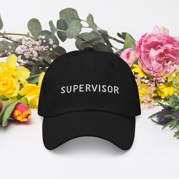 Hat Show Supervisor Dad Hat – Black Baseball Cap With Graphic Print, Adjustable Strap, One Size Fits Most