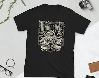 Motorcycle T-Shirt: Biker Rider Gift, Ring-Spun Cotton