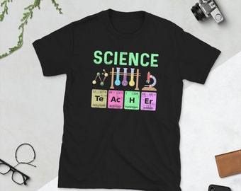 Camiseta de la tabla periódica para profesores de ciencias: Biología, química y física