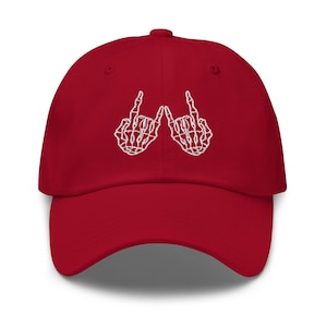 Skeleton Rock Hand Sign Embroidered Baseball Cap - Adjustable Goth Summer Hat for Men & Women