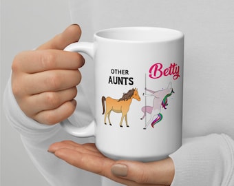 Funny Pole Dancing Unicorn Aunt Coffee Mug - Personalized Auntie Gift