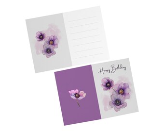 Floral Lilac Birthday Card for Her, Purple Violet Botanical Card ...
