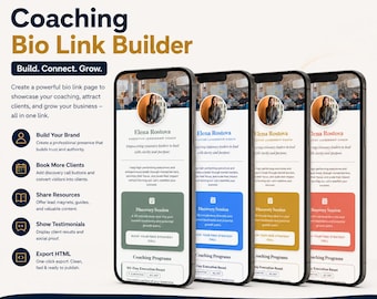 Coaching Bio Link Builder-app - Build Coaching Biolink HTML-export met één klik