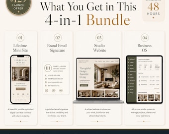 4-in-1 Interior Designer Digital Presence Bundle, Interior Design Website , Portfolio Mini Site, Email Signature, Biolink Page