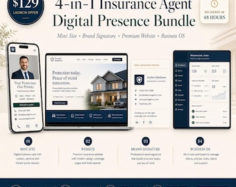 Insurance Agent Digital Presence Bundle, Mini Site, Website, Email Signature, Business OS