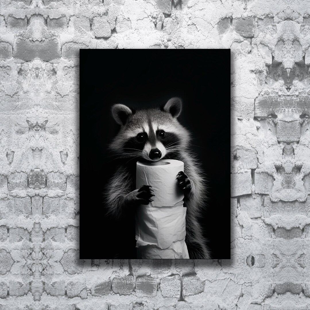 Funny Bathroom Wall Art, Printable Bathroom Art, Raccoon Humor Poster ...