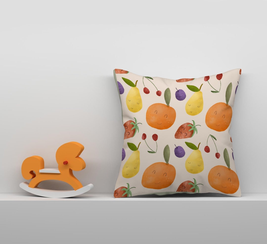 Pillow for Children's Room With Cheerful Fruits Pillow Etsy