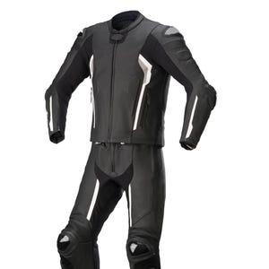 Black Motorcycle Leather Suit – One Piece Racing Riding Suit with Protective Armor