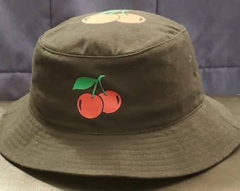 Cherry Bucket Hat, Cotton Twill Floppy Hat
