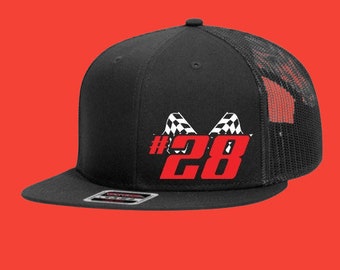 Custom Racing Number Hat: Flat Bill Snapback, Race Day Car Number