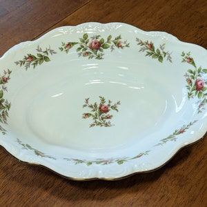 Vintage Johann Haviland Oval Serving Dish Moss Rose Pattern