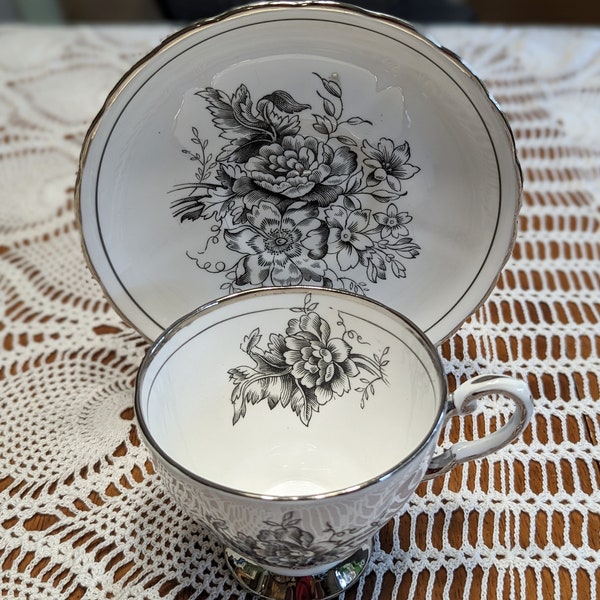 Vintage Tuscan Footed Tea Cup and Saucers Fine Bone China England