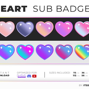 Heart Shaped Sub Badges for Twitch (Mega Pack)