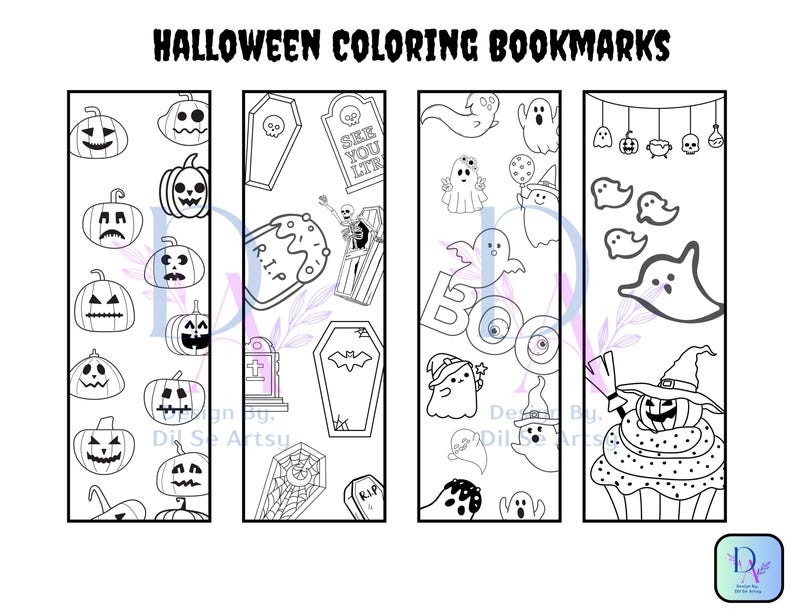 Halloween Coloring Bookmarks Instant Download for Kids & Adults 20