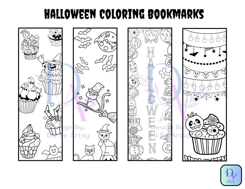 Halloween Coloring Bookmarks Instant Download for Kids & Adults 20