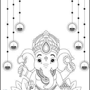 Bal Ganesh Coloring Page: Mandala-Style Religious Art (Digital Download)